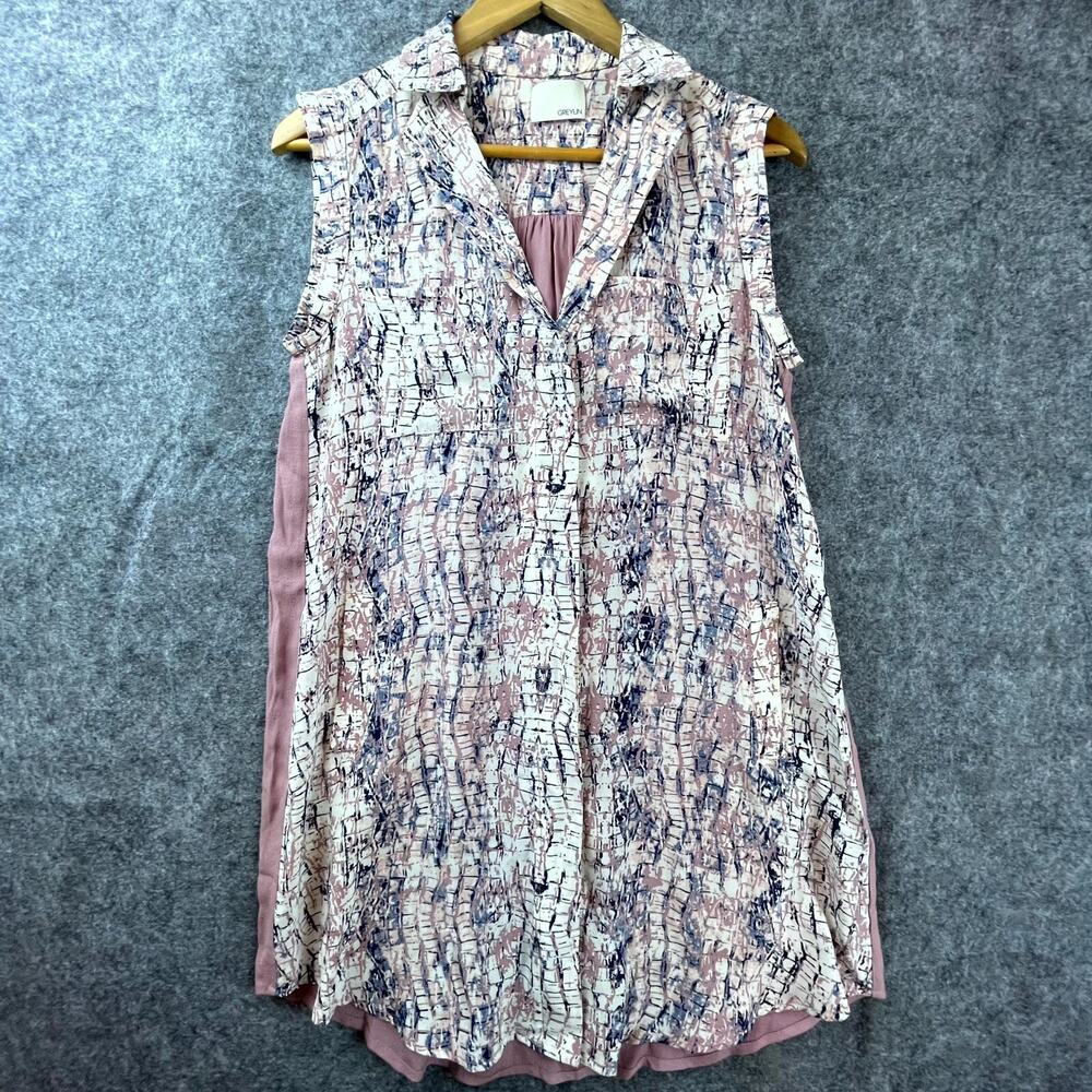 Greylin Blouse Women Large Pink‎ Artsy Boho Abstract Indie Eclectic Soft Girl